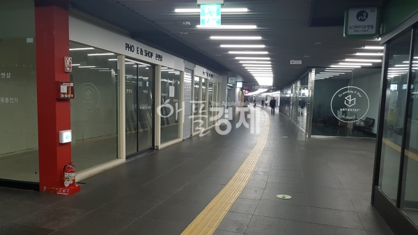 임대인을 구하지 못해 텅텅 비어 있는 을지로지하도상가. 사진 = 애플경제.