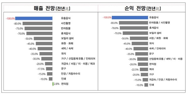 2020년 하반기 골목상권 실적 전망 (현재 상황 유사시) (제공=전경련)