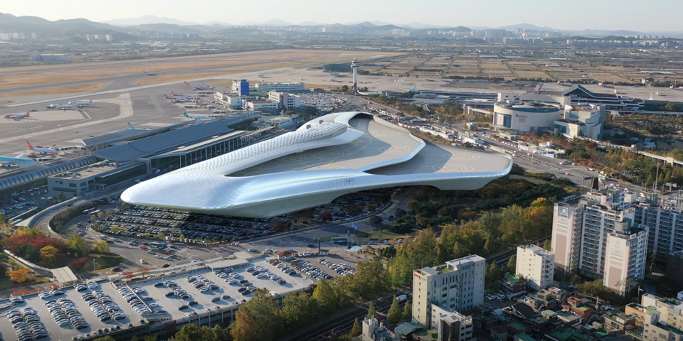 한화시스템과 한국공항공사가 구상 중인 ‘버티허브(verti-hub)’ 구축 조감도 (사진=한화시스템)