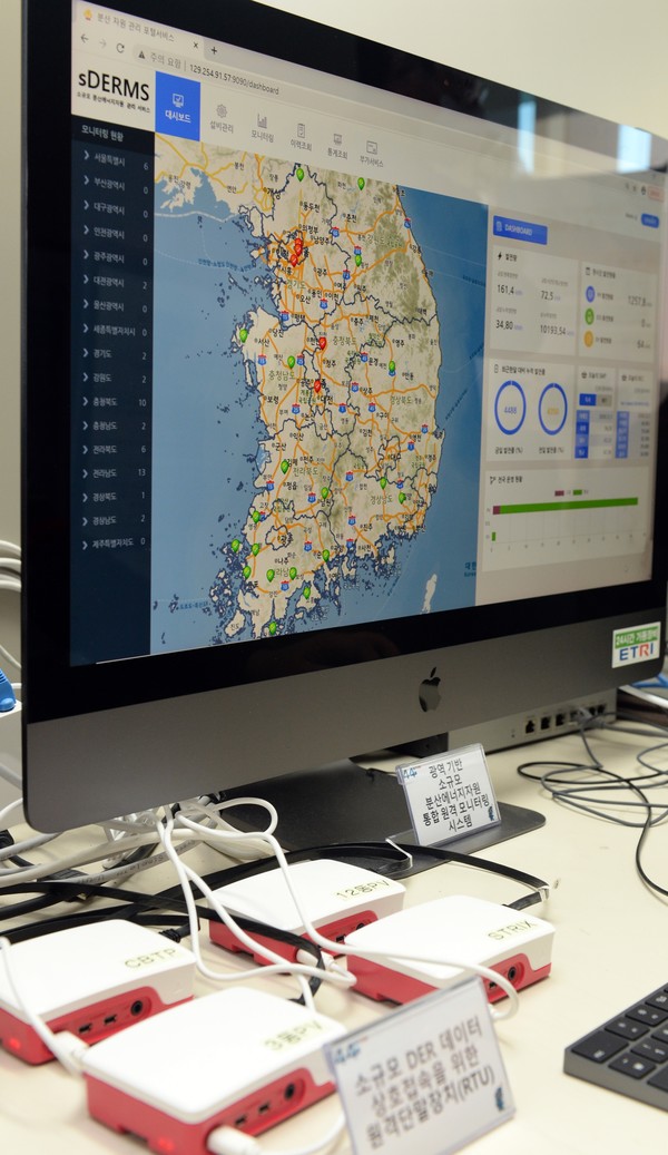 ETRI 연구진이 개발한 분산에너지자원 모니터링 시스템 (사진=ETRI)