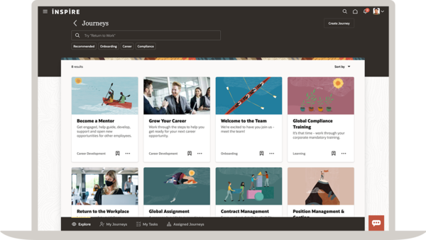 직원의 요구사항에 따라 본인의 HR 여정을 탐색, 시작 및 공유하는 단일 목적지(single destination) 성격의 서비스를 제공하는 오라클 저니 런치패드 기능 (제공=오라클)