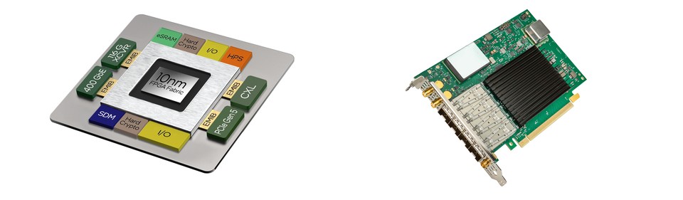 인텔 아질렉스 FPGA(좌)/인텔 이더넷 800 시리즈 (제공=인텔)