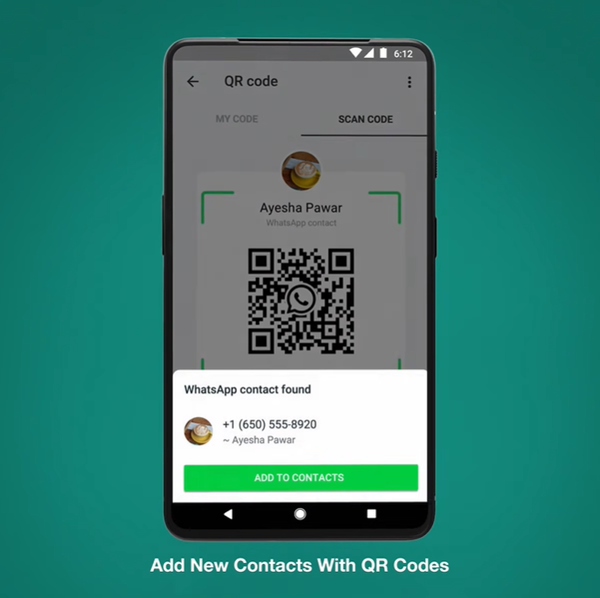 QR코드로 연락처 추가기능을 더한 왓츠앱 (출처=왓츠앱 공식 유튜브 채널 캡쳐)