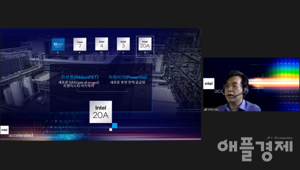 나승주 인텔코리아 상무가 온라인 기자간담회에서 발표하고 있다.