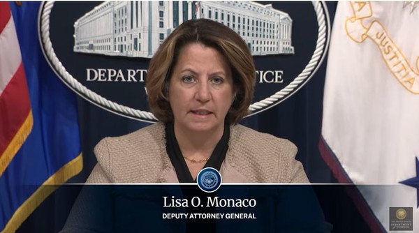 리사 오 미 법무차관이 암호화폐 불법 세탁 범죄에 대한 브리핑을 하고 있다.(사진=미 법무부 홈페이지 캡처)
