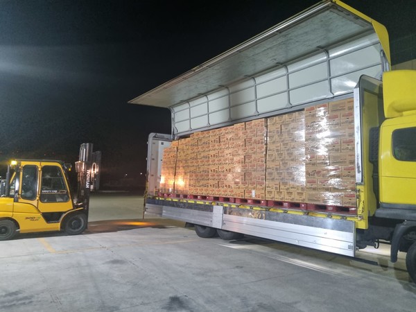 피해 지역에 전달되는 긴급구호물품. (사진 : 오뚜기 제공)