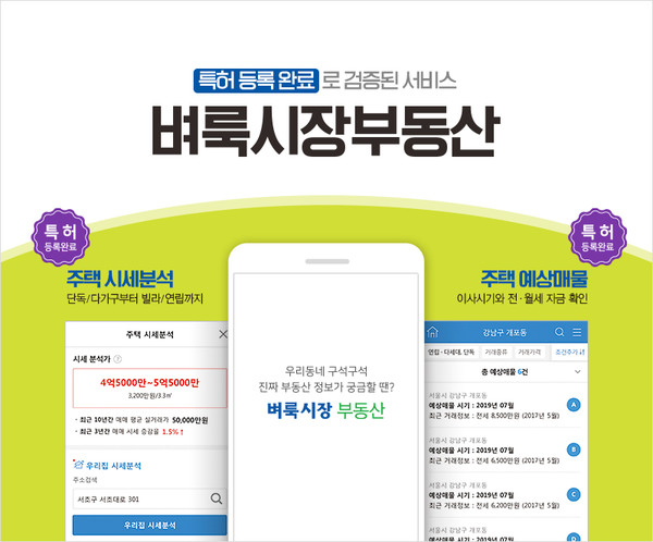 주택 시세 분석 및 주택 전월세 예상 매물을 소개하는 벼룩시장부동산의 프롭테크 화면으로 본문과 직접 관련은 없음.