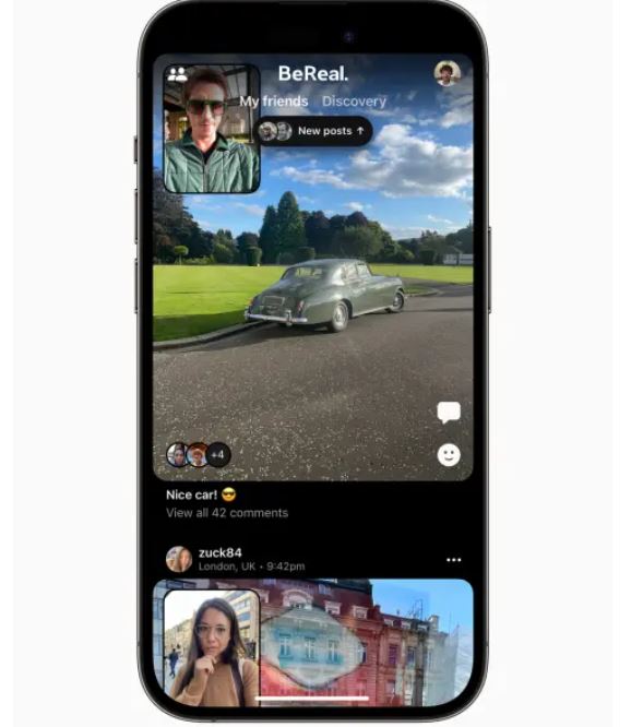 애플의 '올해의 앱스토어'에서 최고의 앱으로 뽑힌 신흥 소셜 미디어 '비리얼' 화면.(사진=애플)