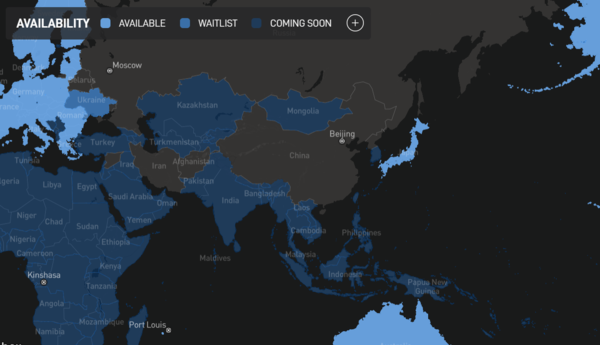 한국은 'Starting Q2 2023(2023년 2분기 시작)'으로 설정됐다. (사진 = 스페이스X 홈페이지 캡쳐)