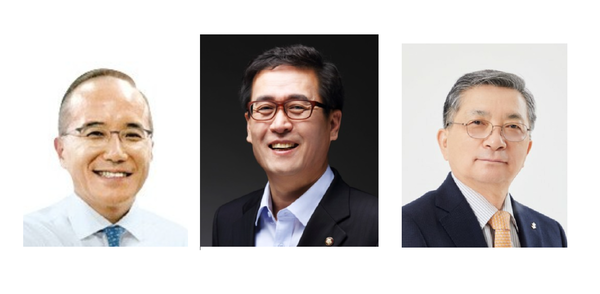 좌측부터 박동영 HUG, 함진규 신임 사장, LH 이한준 사장