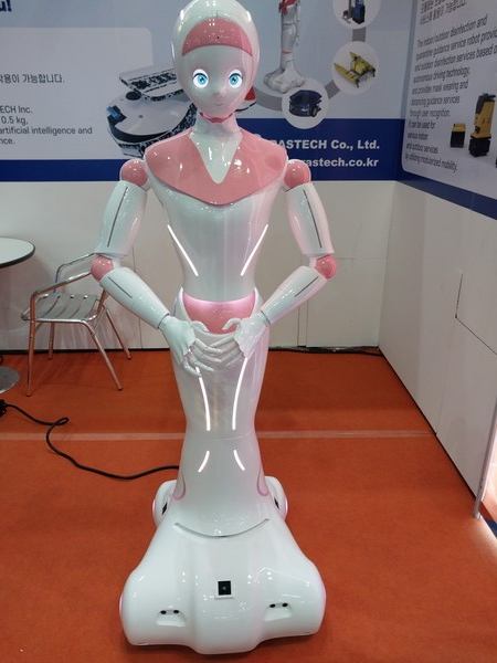 '2022 로보월드'에 참가한 (주)라스테크가 선보인 여성 휴머노이드 로봇 '나나'. 본문 기사와는 직접 관련이 없음.