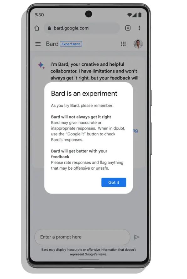 바드의 경고문이 실린 화면.(사진=엔가젯)
