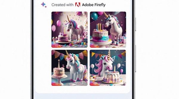 대형 모델 '제미니' 기반의 'PaLM 2' 기술에 의해 명령어가 입력된 즉시 다양한 이미지를 생성해낸다.