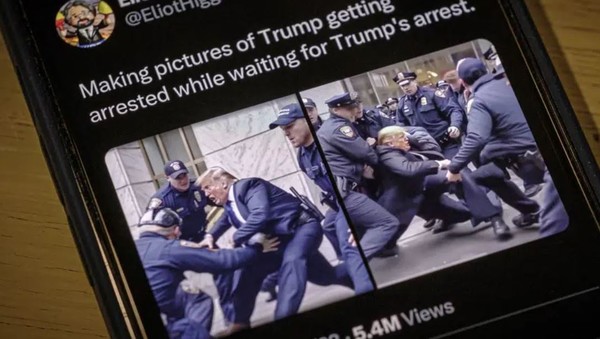 트럼프 전 미국 대통령이 미 맨히든 지방법원 출두 직후 강제로 체포되어 끌려가는 모습을 담은 가짜 동영상이 유포되어 한때 충격을 던져주기도 했다.