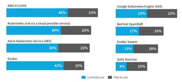 컨테이너 및 컨테이너 오케스트레이션 활용 현황. (출처=플렉세라, 윤대균 교수)