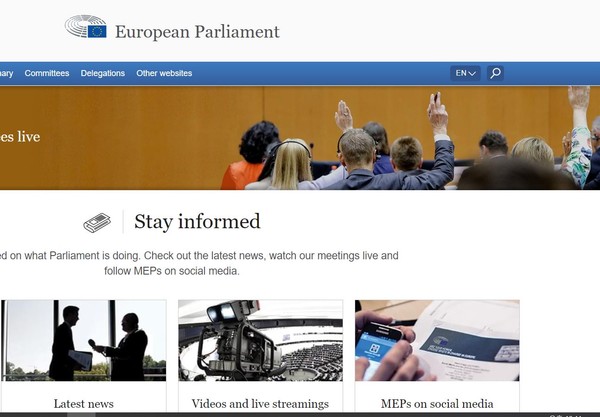 GDPR에 이어 AI 규제에도 적극 나서고 있는 유럽의회.(EU의회 홈페이지 화면)