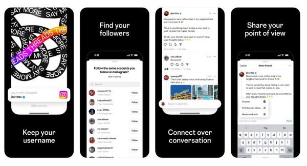 구글 플레이스토어에 올라온 '스레드' 스크린 샷. (스레드, 테크크런치)