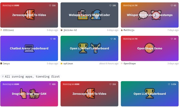 생성AI 개발에 필요한 러신머닝 모델과 이에 기반한 오픈소스를 저장, 판매하는 '허깅페이스' 플랫폼의 화면.(출처=허깅페이스)