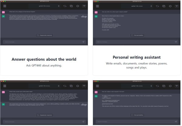 최근 인기를 끌고 있는 독립챗봇  'GPT4AII' 화면.