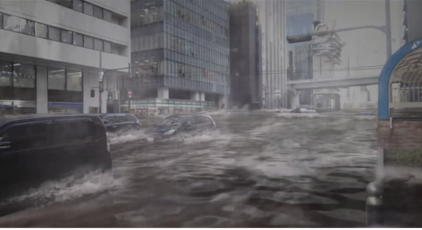 가상의 홍수 재현 장면. (이미지=한국건설기술연구원)