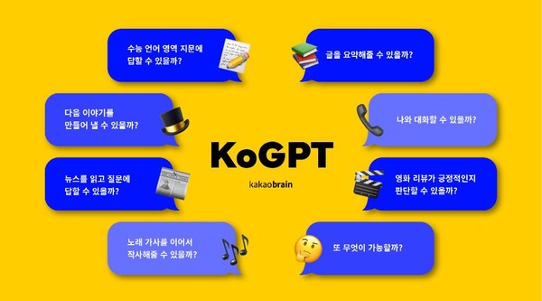 SKT, 카카오의 'KoGPT' 이미지. (출처=KoGPT 홈피)