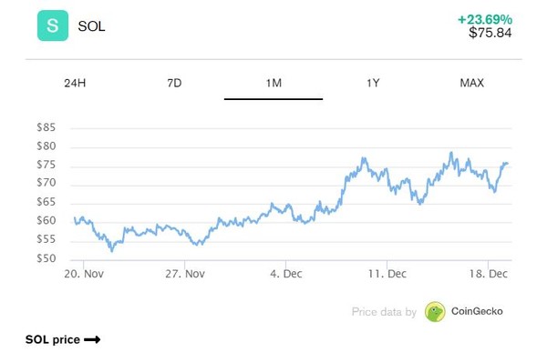 솔라나 가격변동표. (출처=코인게코)