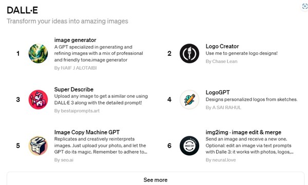 GPT스토어의 달-E 챗봇. (출처=오픈AI)