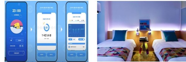 포켓몬 코리아(왼쪽)의 포켓몬 슬립과 글래드라이브강남 호텔의 '아트X슬립 테라피'. (출처=포켓몬코리아, 글래드라이브강남, KB금융경여연구소)