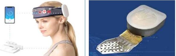 국내 AI 관련 기업이 제시한 BCI 개념 이미지와 관련 제품. (사진=와이브레인, 지브레인)