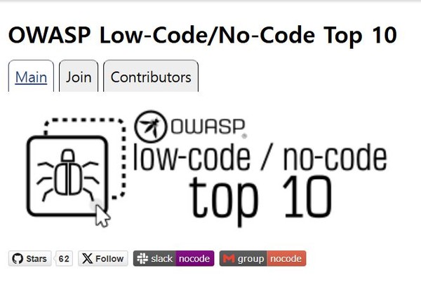 OWASP는 로우코드, 노코드 프로그래밍 과정의 보안 수칙 10가지를 공지했다. (출처=OWASP 사이트)