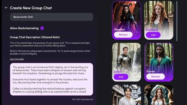 AI 컴패니언 화면. (Nomi AI)