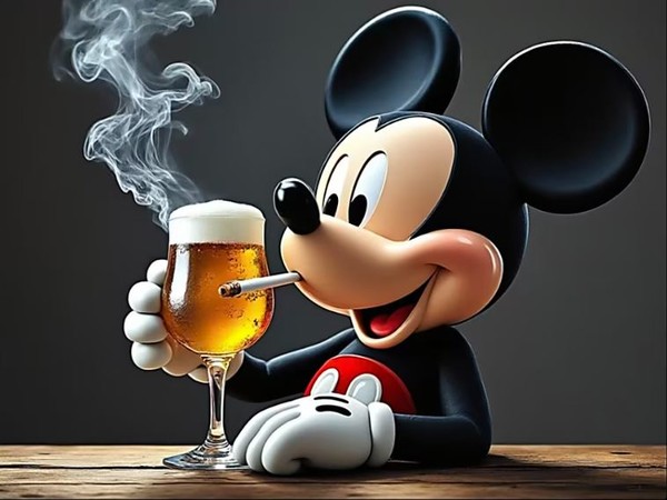 술과 담배를 즐기는 듯한 미키마우스의 가짜 영상도 X에서 공유되기도 했다. (사진=X, WSJ)