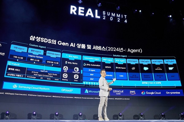 REAL Summit 2024에서 키노트 연설 중인 황성우 삼성SDS 대표이사(사진:삼성SDS)