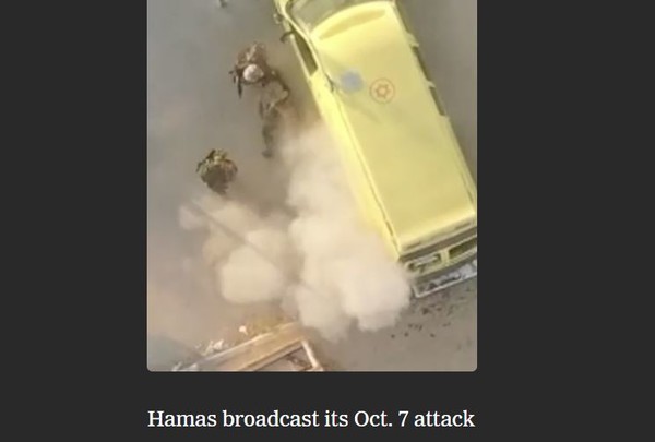 하마스가 지난해 10월 이스라엘을 공격하던 모습도 텔레그램에서 생중계되었다. (출처=뉴욕타임스)