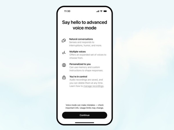 챗GPT와 음성 대화를 통해 프롬프트와 응답이 오가는 화면. (출처=오픈AI)