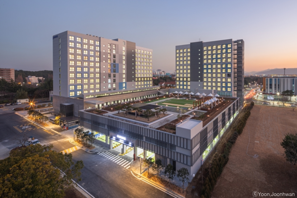 모듈러 공법을 적용한 포스코 광양 기가타운. (제공: 포스코A&C))