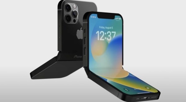 애플의 폴더블폰 그래픽 이미지. (출처=더불싶테크)