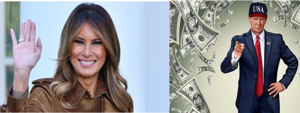 트럼프의 밈 코인 이미지(오른쪽)과 부인 멜라니아. (사진=셔터스톡, 트럼프 캠프자료, 애플경제 합성)