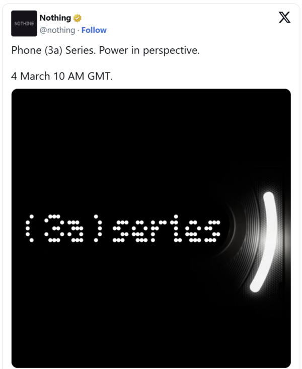 지난 1월 '낫싱 폰(3)' 출시를 예고했다.(사진:낫싱 SNS)