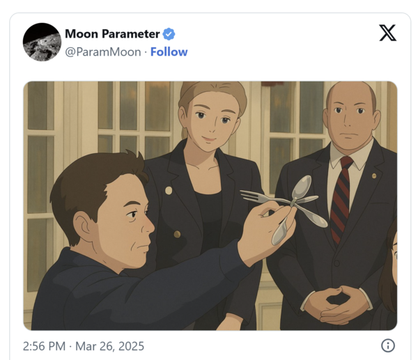 지프리 스타일로 생성된 일론 머스크 이미지.(사진:X)