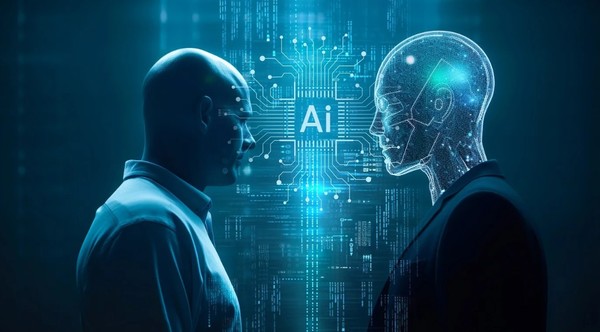 인간세계와 기계인간을 대비한 이미지. (사진=어도비)