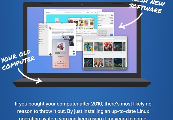 윈도우11 대신 리눅스로 전환할 것을 권장하고 있는 'end of 10' 웹사이트 화면. (출처=end of 10)