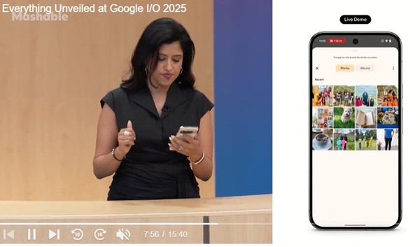 구글 I/O2025에서 회사 임원이 제품을 소개하고 있다. (사진=구글)