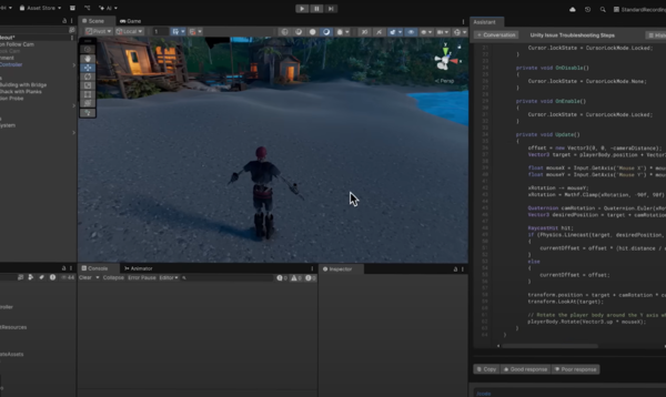 유니티 6.2로 게임을 제작하는 모습.(사진:유니티 공식 유튜브)