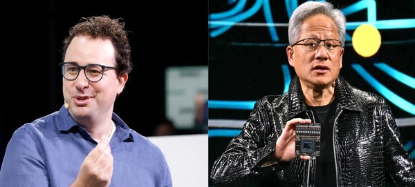 앤스로픽의 다리오 아모데이(왼쪽)와 엔비디아  CEO 젠슨 황. (출처=테크크런치, 게티이미지 등 합성)
