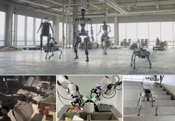 미국 스타트업 스킬드 AI(Skild AI)의 로봇이 접시를 분류하고 계단을 오르는 모습.(사진:로이터)