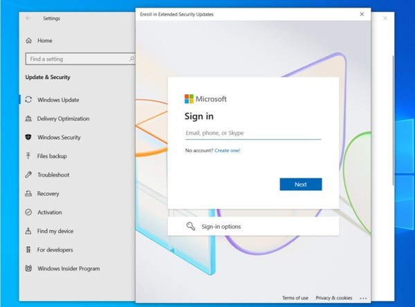 윈도우 10 유료 보안 업데이트 시작 화면. (출처=마이크로소프트)