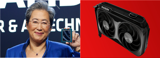 AMD CEO 리사 수와 AMD RX9060. (출처=챗GPT)