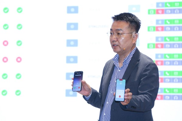 악성 앱 제어 서버를 통해 악성 앱이 감염된 스마트폰의 통화가 조작되는 과정을 설명하는 모습